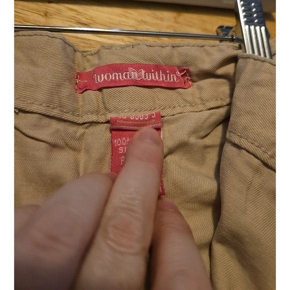 Woman Within Beige Straight Leg Classic Fit High Rise Casual Pants Womans Sz 38T - Picture 3 of 4